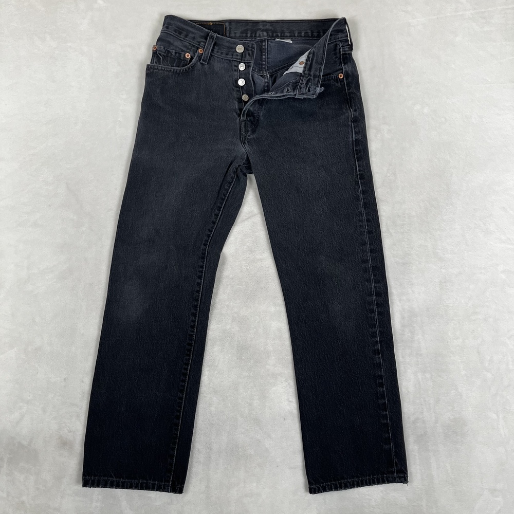 Vintage Levi's 501 Jeans Mens 28x29 Black Button Fly Denim Charcoal Wash READ